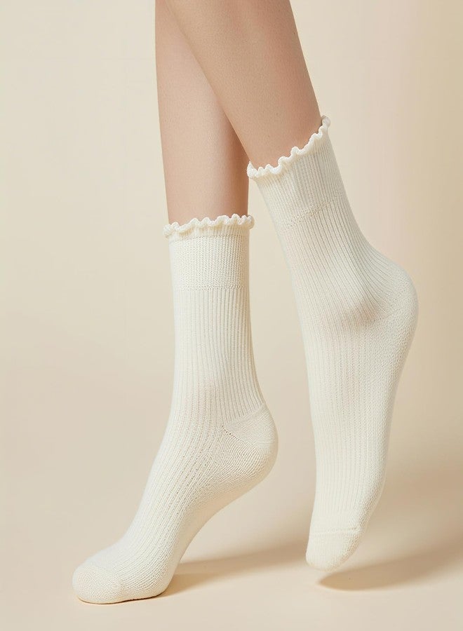 Soxbang 12 Pairs Thin Above Ankle Socks for Women, Cotton Non-Binding Crew Socks, Soft & Lightweight, Cute Ruffle Everyday Sock - Image 3